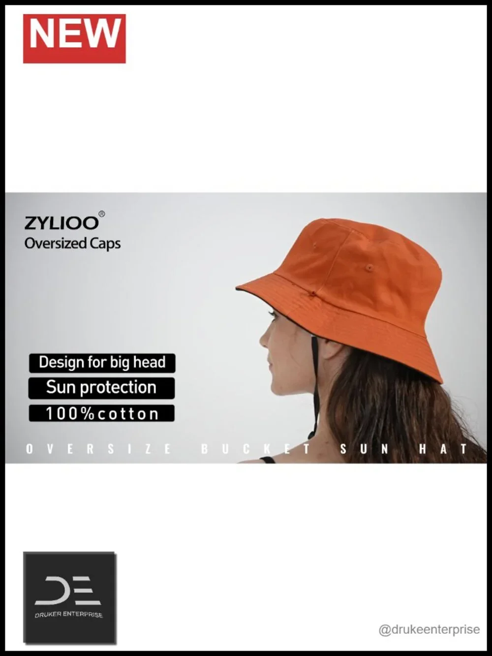 XXL Reversible Bucket Hat with Chin Strap for Men Women